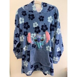 Disney Lilo & Stitch Oversized Wearable Blanket Hoodie Blue Hibiscus One Size